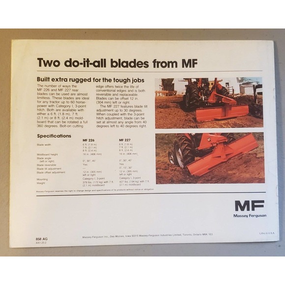 Original Massey Ferguson Quick Attach Loaders Sales Brochure - Picture 4 of 4